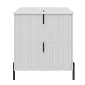 English Elm Christopher Knight Home® - 30" Freestanding Bathroom Vanity With Fluted Design, Ceramic Sink & Soft-Close Drawers For Style N817P288931W