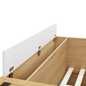 English Elm Full Size Wooden Platform Bed With 6 Drawers, Open Shelves & Dressing Table - Stylish & Functional! N820S00059N