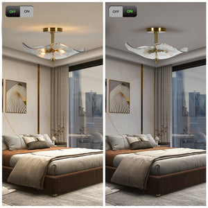 English Elm 16.5" Modern Gold Semi Flush Mount LED Ceiling Light, 2-LED Dimmable Touch Fixture for Home Ambiance W1340P316454