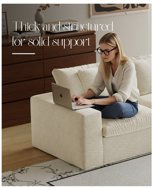 English Elm Modular 3-Seat Sectional Sofa With Ottoman – Versatile Modern Minimalist Sleeper For Small Spaces W3622S00009