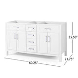 Christopher Knight Home® - Noble House - - 61'' Bathroom Vanity With Marble Top & Double Ceramic Sinks, 4 Drawers, 4 Doors, White