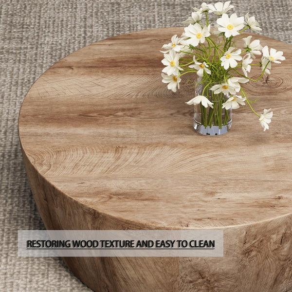 English Elm 29.53" Round Mdf Coffee Table & 2 Pu Dining Chairs Set – Stylish, Durable, Multi-Functional For Home Use W2189S00504