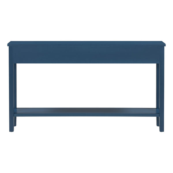 English Elm U_style Contemporary Console Table with 4 Drawers Pine Legs Open Shelf Foyer N711P218638V