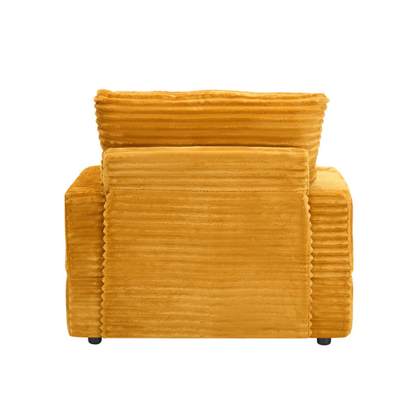 English Elm 39-inch Spring Corduroy Armchair and Ottoman Set with Cup Holder, Plush Sponge Cushions, 350lb Support Orange W1658S00074