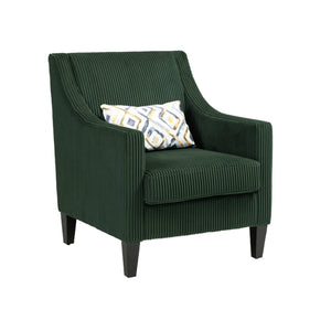English Elm COOLMORE Modern Accent Chair with Corduroy Upholstery, Solid Wood Frame, Supportive Dual Pillows for Cozy Living Spaces Emerald W395P195360