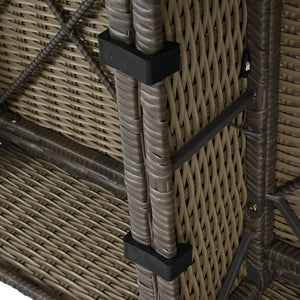 English Elm K&K 8-Piece Wicker Patio Set with 360° Swivel Rockers, Acacia Storage Table, Durable Cushions Beige+Brown N707S000016Z