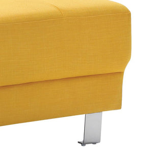 English Elm Contemporary Yellow Fabric Ottoman 16"H x 57"W x 28"D — Bright Versatile Seating, Footrest, No Assembly Needed B078108246