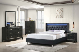 English Elm Contemporary Matte Black 4-drawer Chest with Chrome Handles and Tapered Wood Legs B011P447449