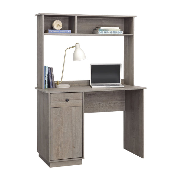 English Elm Desk Gray Hutch with Cubby & Smooth-Glide Drawer — Space-Saving Engineered Wood Desk, Durable Storage, 42.99x18.58x60" B356P354424