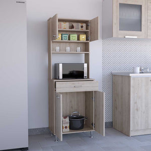 English Elm Della 60" Kitchen Pantry With Countertop - Stylish Light Gray Storage Solution For Compact Spaces B07091841
