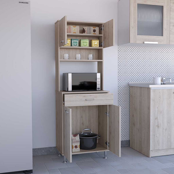 English Elm Della 60" Kitchen Pantry With Countertop - Stylish Light Gray Storage Solution For Compact Spaces B07091841