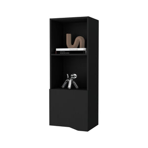 English Elm Wenge Wall Cabinet with One Door — Modern Wenge Finish Storage Cabinet, Enclosed Shelf, Stylish Living Room Accent B062P252132