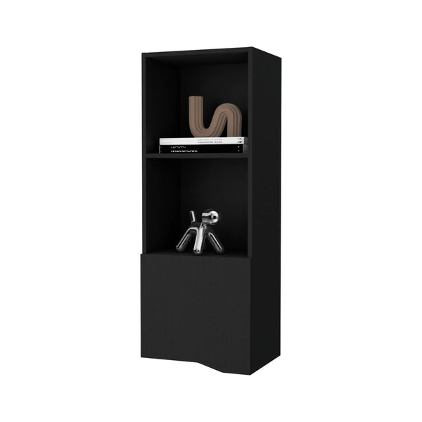 English Elm Wenge Wall Cabinet with One Door — Modern Wenge Finish Storage Cabinet, Enclosed Shelf, Stylish Living Room Accent B062P252132