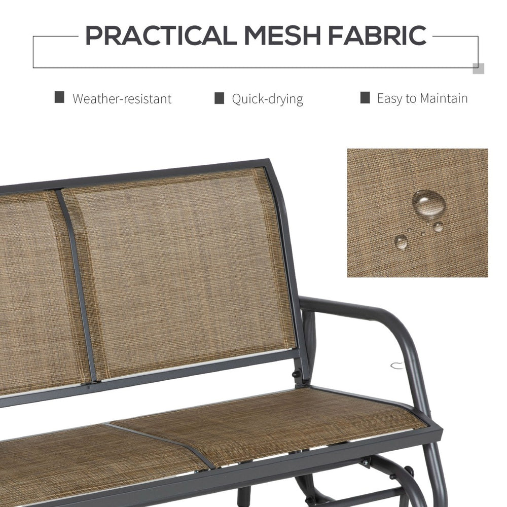 English Elm Outsunny 2-Person Glider Bench - Stylish Outdoor Loveseat With Smooth Rocking Steel Frame, Brown W2225P249831-GIGA