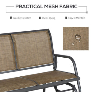 English Elm Outsunny 2-Person Glider Bench - Stylish Outdoor Loveseat With Smooth Rocking Steel Frame, Brown W2225P249831-GIGA