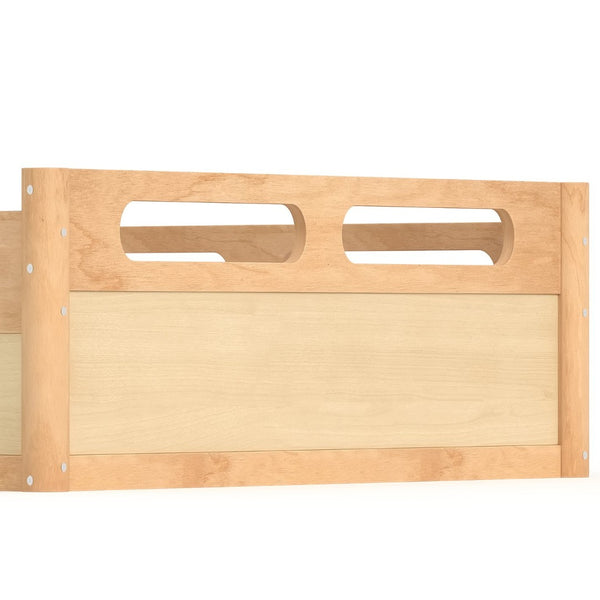 English Elm Twin Low Profile Floor Bed with Guardrails Pine Wood Frame Minimalist Bedroom Natural W1580P438793
