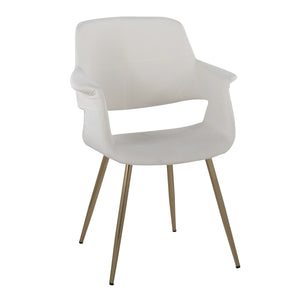 English Elm Vintage Glam Art Deco Chair with Gold Metal Legs and Plush Upholstery — Retro Chic Pair, Indoor Use Cream B202P223671