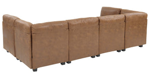 English Elm Faux Leather Modular Sectional Sofa Reconfigurable Pu Upholstery Living Room B2748S00044