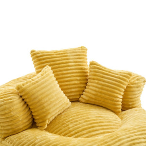 English Elm Bean Bag Sofa Oversized Corduroy Floor Lounge Chair with Armrests Pillows Foam Fill Mustard Yellow W395P426812