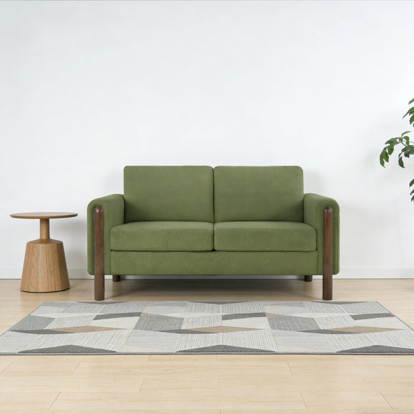 English Elm Comfy Mid-century Modern Loveseat with Walnut Legs Teddy Fabric 2-seat Small Space Sofa Green W2308P463602