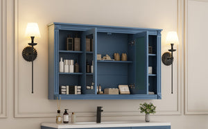 English Elm 47 Inch Wall Mounted Medicine Cabinet with Mirror Open Shelving and Adjustable Storage N710P363550C
