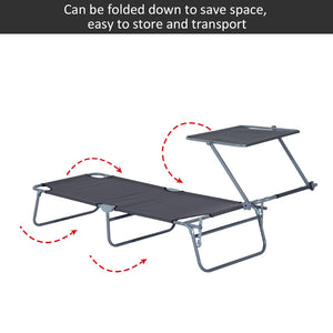 English Elm Outsunny Adjustable Outdoor Lounge Chair With Sun Shade, Portable Folding Chaise For Beach & Camping W2225P174374-GIGA