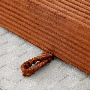 English Elm Memory Foam Cloud Loveseat with Pull-Out Bed, Convertible Floor Sofa Bed for Small Spaces and Guests Orange W2677P395124