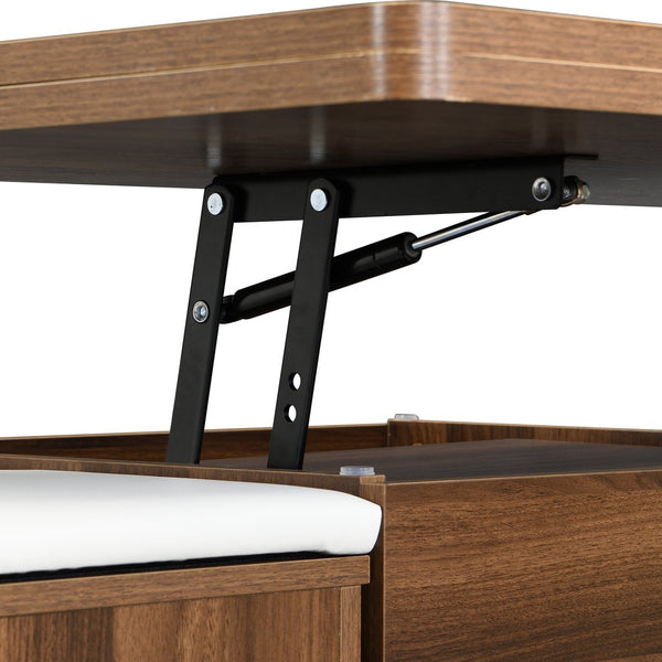 English Elm Christopher Knight Home® - Multi-Functional Lift-Top Coffee Table with Hidden Storage, 4 Stools, Lockable Casters & Desk Space Walnut,White N770P309783W