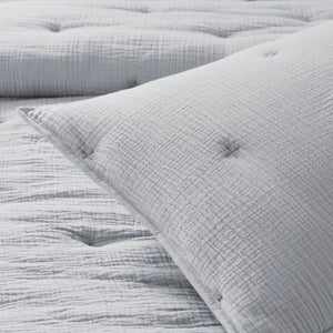 English Elm 3-piece King Cotton Muslin Quilt Set Crinkled Embroidered Coastal Farmhouse Bedding B035P408346