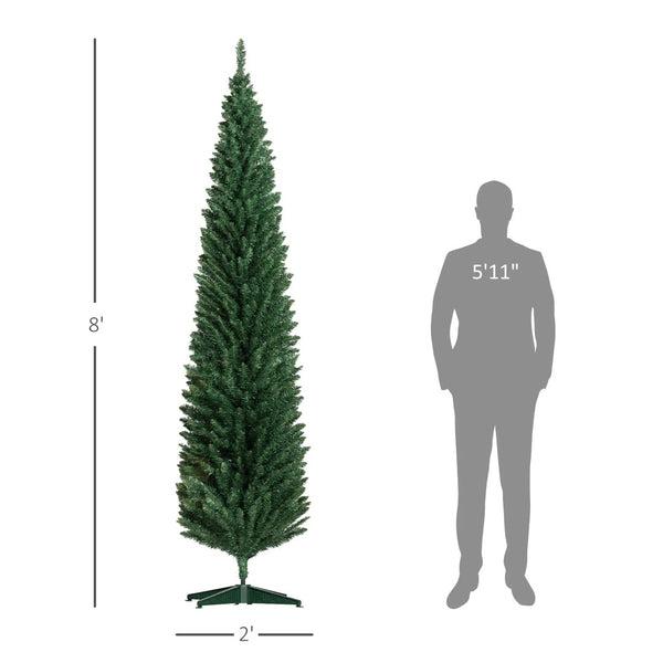 English Elm 7ft Matte Black Pencil Christmas Tree with 250 Warm Led Lights for Small Spaces T3971P400969