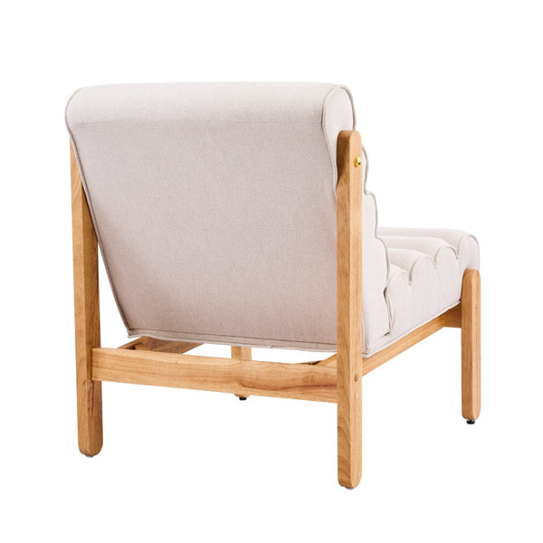 English Elm Fluffy Shearling Accent Chair Plush Tiered Back Solid Wood Frame Cozy Reading Nook Beige+Natural N767P366257E