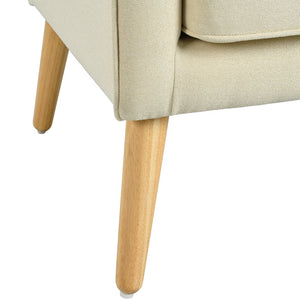 English Elm Christopher Knight Home® - Mid-Century Tufted Armchair with Solid Wood Legs, Ergonomic Foam Seating & Stain-Resistant Fabric Finish Beige N767P257565B