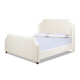 English Elm Addison King Channel Tufted Panel Bed Frame, Cloud White Performance Velvet