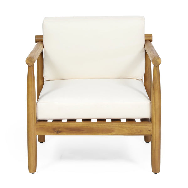 English Elm Christopher Knight Home® - BONSALLO Acacia Club Chair Cream & Brown — Water‑Resistant Cushions, Slat Design, Durable Outdoor Hardwood 69825.00
