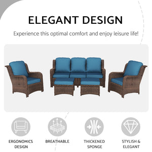 English Elm Patio Hand Woven Wicker Sectional Five Piece Set with Steel Frame for Outdoor Spaces W1710P248722