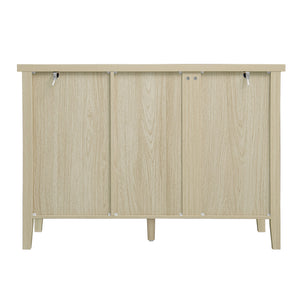 English Elm Rattan 2 Door 3 Drawer Cabinet with Adjustable Shelves, Anti-Slip Mats & Smooth Slide Rails W688P223037