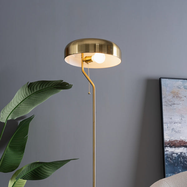 English Elm Ashcroft Furniture - Tall Corner Floor Lamp - Elegant Gold & White Design For Living Room, Bedroom & Office Spaces B183P315132