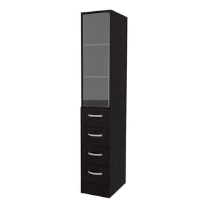 English Elm Piñon Tall Bathroom Linen Cabinet with Glass Door, 4 Drawers, Wengue Finish — Slim 68.3"H Storage B128P287528