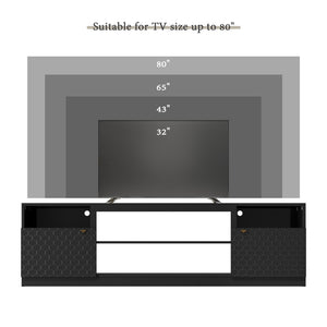 English Elm Modern/contemporary Matte Black Tv Stand with Honeycomb Doors Fits Tvs Over 70 Inches T3609P482848