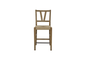 English Elm Counter Height Saddle Stool with Hickory Veneer Saddle Seat and Hand-Forged Metal Base, Durable Design Almond 42.75 L x 24 W x 13.75 H B2699P383854