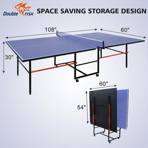 English Elm Double Fish Regulation 9 Foot Mdf Folding Table Tennis with Paddles Balls and Net W3087P250963