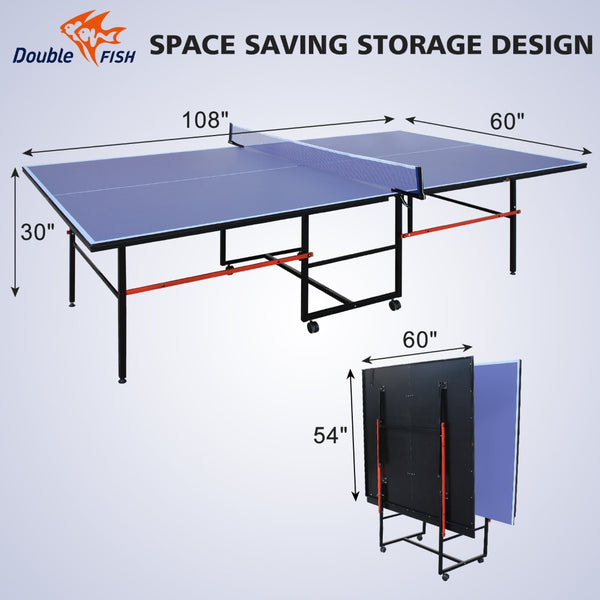 English Elm Double Fish Regulation 9 Foot Mdf Folding Table Tennis with Paddles Balls and Net W3087P250963