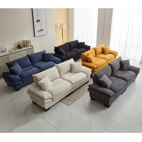 English Elm Corduroy Stylish Sleeper Sofa Loveseat with Dual-Layer Cushions & Two Support Pillows, Sturdy Frame Yellow W676P184141