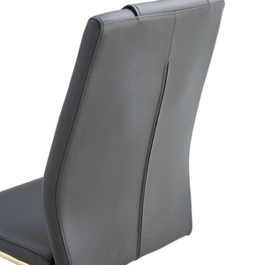 English Elm Table Modern Luxurious Transparent Glass Dining Set With 8 Dark Gray Pu Chairs & Gold Legs W1151S02592-GIGA