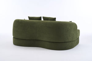 English Elm (old Sku W2231p392100) Chenille Sleeper Sofa Foldable Convertible Loveseat with Four Pillows Green W2231P466737