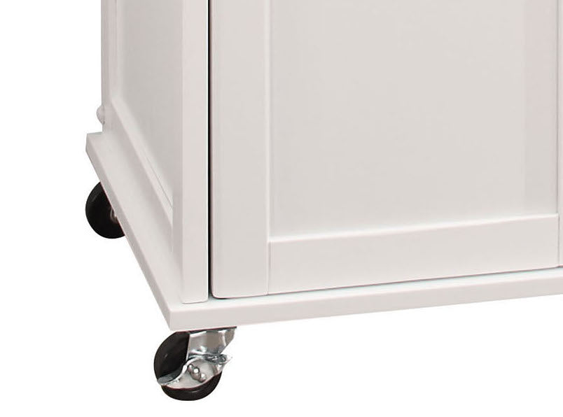 English Elm Tullarick Natural Wooden Top Kitchen Cart with White Finish, Locking Casters, 2 Doors, 2 Drawers, Spice Rack B2726P272328