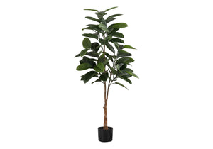 English Elm Artificial 52" Tall Rubber Tree - Lifelike Indoor Faux Plant, Real Touch Leaves In Black Pot B2710P220028