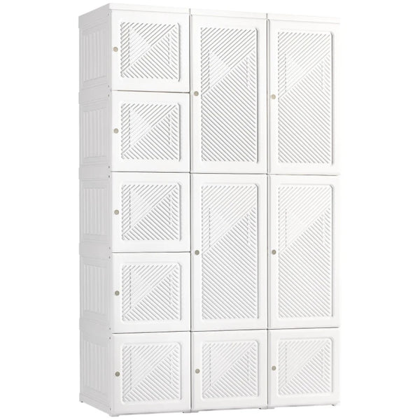 English Elm Entryway Freestanding Wardrobe with Magnetic Doors Rigid Pp Abs Portable Closet T3971P469868