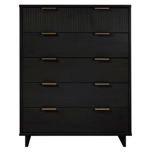 English Elm Granville 38" Black Chest - 5-Drawer Storage With Glam Hardware, Contemporary Design & Solid Wood B365S00081