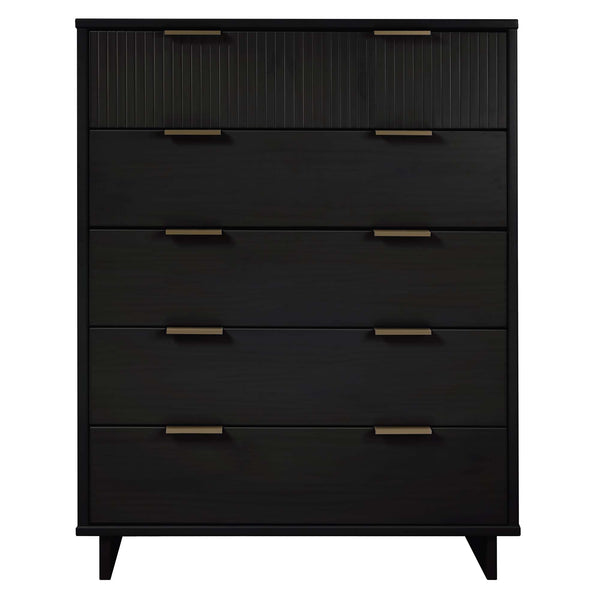 English Elm Granville 38" Black Chest - 5-Drawer Storage With Glam Hardware, Contemporary Design & Solid Wood B365S00081